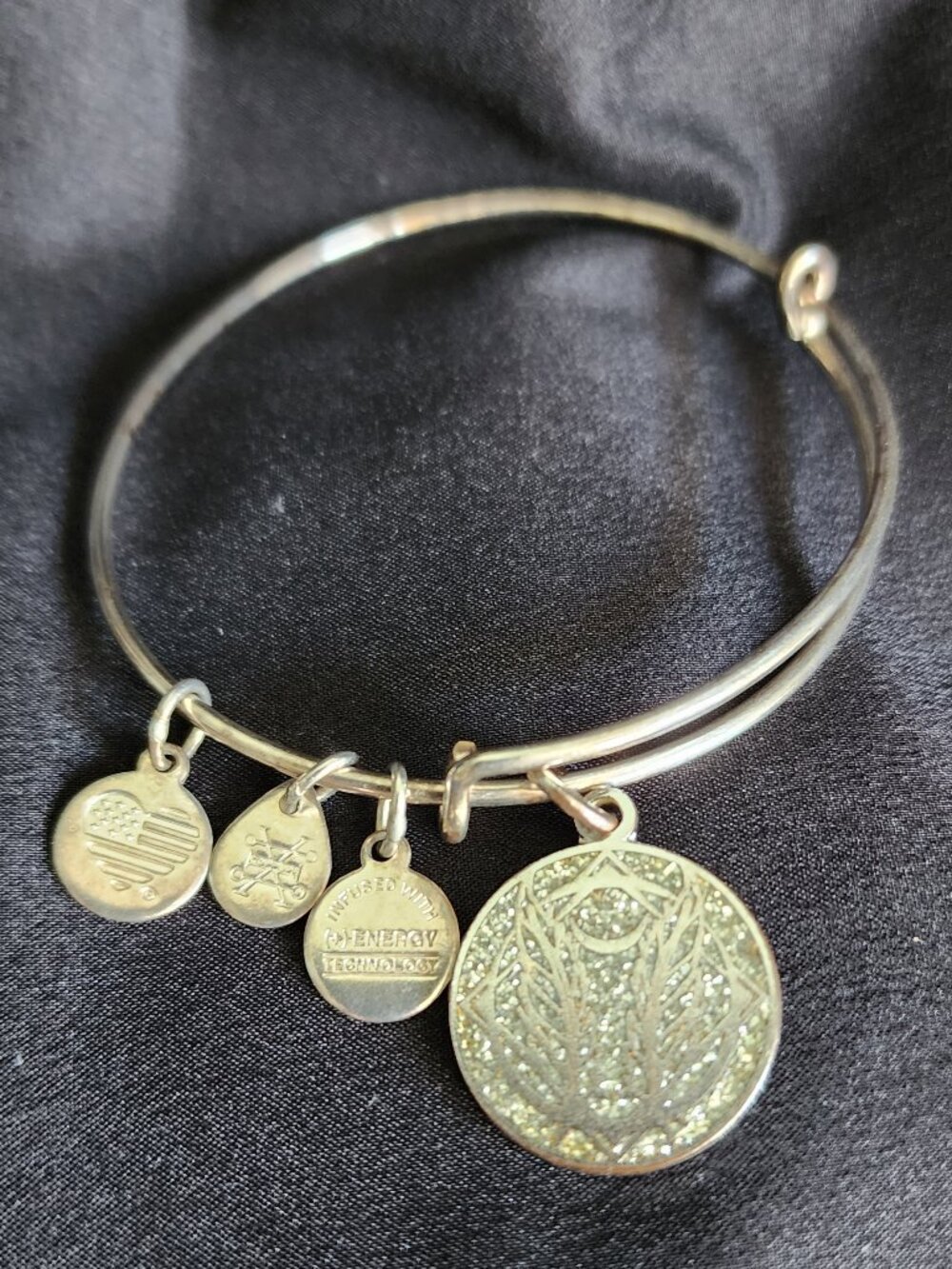 Alex and Ani Godspeed Sparkle Charm Bangle Expandable 2017 Silver Bracelet